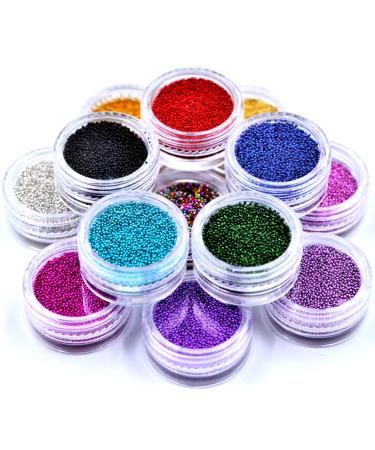 Minejin Nail Art Mini Beads - 3D Colorful Caviar Charms for Eye Makeup Decoration | 12 Vibrant Colors | International Shipping - Buy Online on GoSupps.com