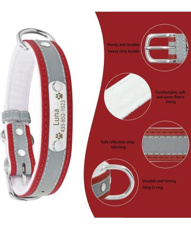 Senristar Personalized Reflective Dog Collar & Leash Set | Custom Engraved Name Tape for Small Medium & Large Dogs & Cats | Red (1.5cm Width 25-32cm Neck) - Buy Online on GoSupps.com