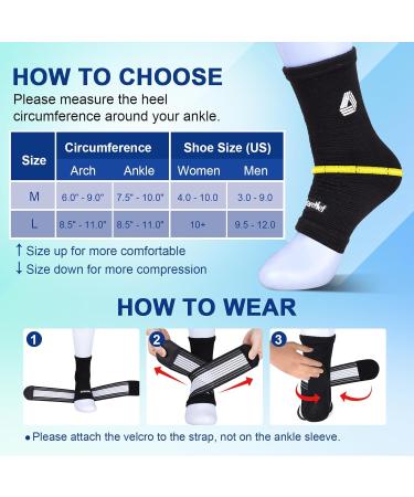 Plantarelief Ankle Bandage for Men & Women - Compression Support for Plantar Fasciitis Achilles Tendon Arthritis & Heel Spurs 1 Pair Black (M) - Buy Online on GoSupps.com