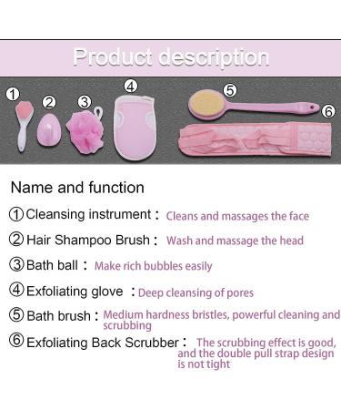 WOWOHAPPY Exfoliating Bath Brush Set - 6 Piece Shower Body & Facial Scrubber with High-Quality Plastic and Nylon - Perfect Gift for Men and Women (Pink) - Buy Online on GoSupps.com