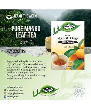 Dalgety Mango Leaf Herbal Infusion 72g Cartons 100% Natural Caffeine Free Tea Delicious and Packed with Unique Health Benefits (18 Count (Pack of 3)) - Buy Online on GoSupps.com