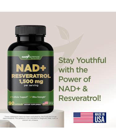 Gade Nutrition NAD Supplement with Resveratrol | Nicotinamide Plus in Capsules Made in USA | Antioxidant Healthy Aging Supplement - Buy Online on GoSupps.com