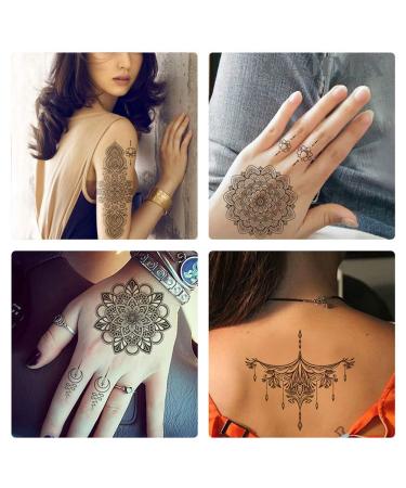 GAIJMiX 80pcs Black Temporary Tattoos for Women - Mandala Henna Flower Sexy Stickers (9 Sheets) - Buy Online on GoSupps.com