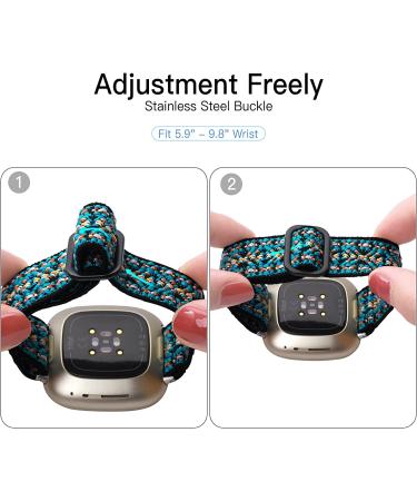 Maledan Compatible with Fitbit Sense and Versa 3 Bands Women Men - Adjustable Stretchy Nylon Solo Loop Braided Sport Elastics Strap for Fitbit Sense & Versa 3 Smartwatch Arrow/ Colorful/ Boho Flower - Buy Online on GoSupps.com