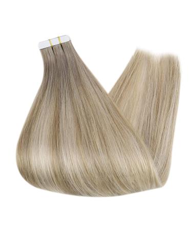 Buy FSHINE Remy Hair Extensions - 50g Skin Weft Tape-in Darkest Brown to Ash Blonde & Platinum Blonde - 45cm 20 Pieces #19/8/60 - Buy Online on GoSupps.com