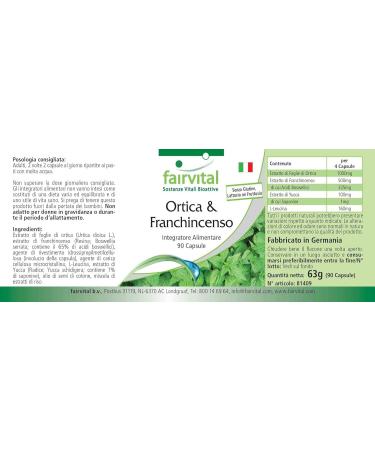 Fairvital | Nettle and incense - 20 days - VEGAN - Highly dosed - 4000mg of Nettle Leaf Extract per daily dose - 90 capsules - Boswellia serrata with at least 65% boswellic acids. - Buy Online on GoSupps.com