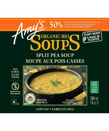 Amy s Kitchen Organic Split Pea Soup Light in Sodium Gluten-Free Dairy-Free Lactose-Free Soy-Free Corn-Free Tree Nut-Free Vegan Kosher Plant-based 12-pack (398ml per can) - Buy Online on GoSupps.com