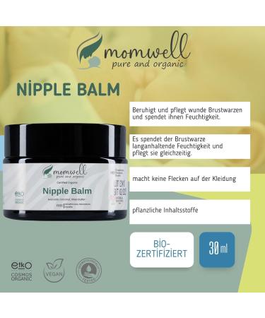 Momwell Organic Nipple Balm | 30ml Pregnancy Care Cream | Natural Fragrance-Free & Vegan | Safe for Breastfeeding Moms & Babies - Buy Online on GoSupps.com