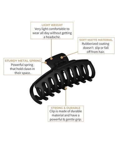 6 Pack Matte Finish Hair Clips for Women & Girls - 4.3 Inch Large Claw Clips for Thin & Thick Hair - Stronghold Grip - Buy Online on GoSupps.com