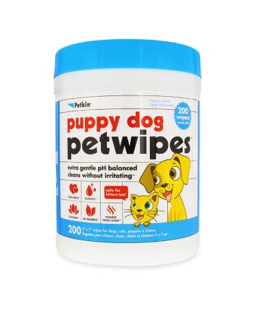 Petkin Mega PetWipes, 200 Wipes - Pet Wipes for Dogs and Cats - for Face, Paws, Ears, Body and Eye Area - Super Convenient Dog Cleaning Wipes, Ideal for Home or Travel - Easy to Use Puppy & Kitten