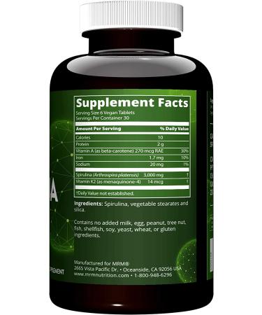 MRM Spirulina 180 Vegan Tablets - Nutrient-Rich Superfood for Energy & Wellness - Buy Online on GoSupps.com