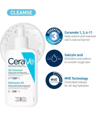 CeraVe Salicylic Acid Cleanser & Lotion help to gently cleanse exfoliate and hydrate the skin all while maintaining the skin's moisture barrier BUNDLE: SA Cleanser & Lotion - Buy Online on GoSupps.com