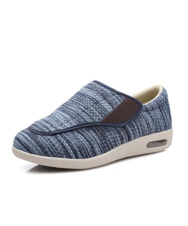 Diabetic Slippers Extra Wide Mens Arthritis Edema Adjustable Closure Toe Swollen Feet Slippers Adjustable Elderly Shoes for Elderly Swollen Feet Plantar Fasciitis ( Color : Light blue Size : 12