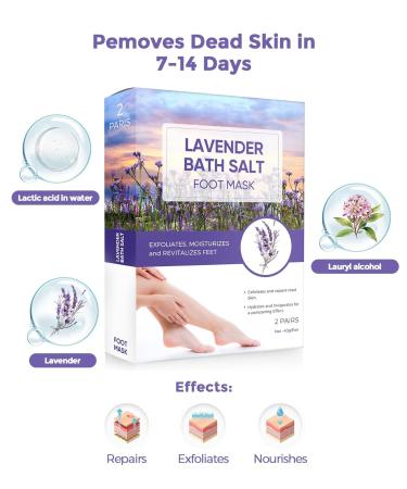 Buy Lavender Foot Peel Mask - Natural Exfoliator for Dry Skin Calluses & Cracked Heels - Baby Soft Feet Repair - Buy Online on GoSupps.com