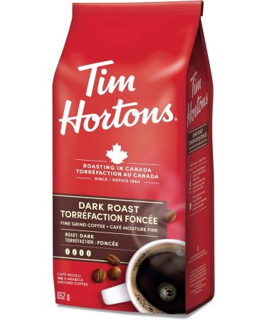 Tim Hortons Dark Roast Fine Grind Coffee Dark Roast Made with 100% Arabica Beans 652g Bag Coffee Dark Roast 652 g (Pack of 1) - Buy Online on GoSupps.com