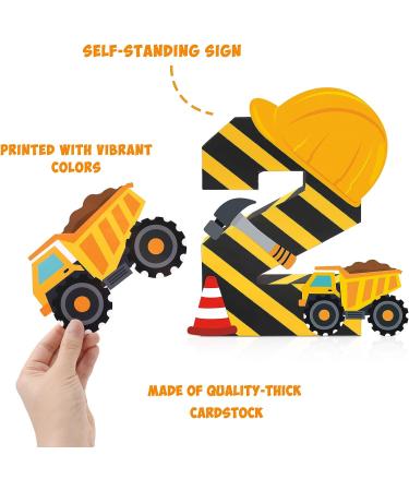 Construction 2nd Birthday Party Supplies - Paper Mache 2 Number Sign, Dump Truck Decor, Construction Hat Ornaments - Buy Online on GoSupps.com