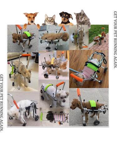 Dog Wheelchair Dog Wheelchair for Back Legs Adjustable 4 Wheel Pet Wheelchair with Handle for Small and Medium Sized Cats/Dogs Walk Tool Cart Portable XXXS - Buy Online on GoSupps.com