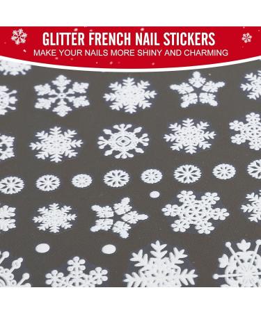 4 Sheets Christmas Nail Art Stickers Decals-Embossed Snowflakes Nail Stickers White Glitter Self Adhesive Nail Decals-Winter Holiday Silver Nail Supplies Nail Art Decoration (Nail Sticker Embossed-S) - Buy Online on GoSupps.com