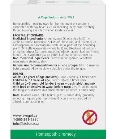 A.Vogel Allergy Relief | Allergy Medication For Hay Fever Symptoms Such As Sneezing Itchy Nose Scratching Throat Burning Eyes Watery Eyes | Non-Drowsy | Clinically Proven | Ages 2 Up | 120 Tabs - Buy Online on GoSupps.com