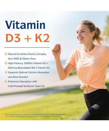 Innate Vitality Vitamin D3 K2 Supplement High Potency Vitamin D3 10000 IU & Vitamin K2 (MK-7) 200 mcg Supports Bone Teeth Heart & Immune Health Non-GMO Gluten Free 60 Softgels 60 Count (Pack of 1) - Buy Online on GoSupps.com