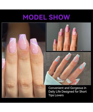 Gelike EC Short Coffin Nail Tips - 240PCS | Soft Gel Full Cover Nail Extensions | Pre Etched Clear False Nails | Press On Nails | 10 Sizes - PMMA Resin - Buy Online on GoSupps.com