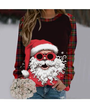 Womens Christmas Snowman Penguin Print Sweatshirt - Cute O-Neck Raglan Top Pullover for Winter Xmas - White, Size L - Buy Online on GoSupps.com