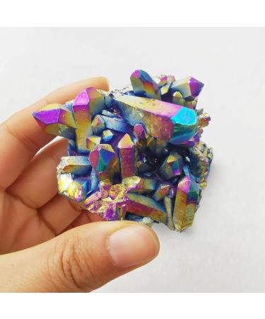 Home Decoration Electroplating Seven Rainbow Colorful Crystal Cluster Ornaments Original Stone Crystal Cluster Crystal (Size : 120g) - Buy Online on GoSupps.com