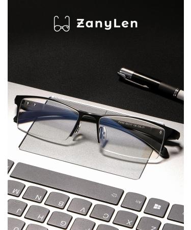 Blue Light Glasses for Men | Semi Rimless Rectangular Gaming Eyeglasses | UV400 Anti-Glare Protection | Comfortable Black Metal Style - Buy Online on GoSupps.com