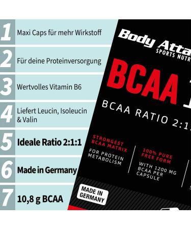 Buy Body Attack BCAA 10 800 - 120 Capsules for Muscle Recovery | Fast International Shipping - Buy Online on GoSupps.com