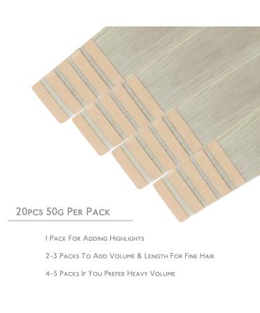 Salife Tape Extensions - 20Pcs 50g 24 Inch Gray Remy Invisible Skin Weft Hair Extensions - Buy Online on GoSupps.com