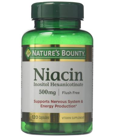 Nature's Bounty Flush Free Niacin 500 Mg, 240 Capsules (2 X 120 Count Bottles)