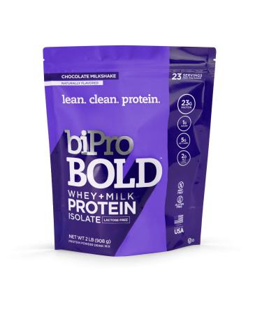 BiPro Bold Milk & Whey Protein Powder Isolate for Every Lifestyle, Chocolate Milkshake, 2 Pounds - No Added Sugar, Suitable for Lactose Intolerance, Gluten Free, Contains Prebiotic Fiber Chocolate 2 Pound (Pack of 1)