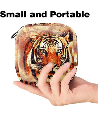Stylish Menstruation Pad Bag with Zipper - Abstract Tiger Portrait | Women's Tampon & Napkin Organizer - Buy Online on GoSupps.com