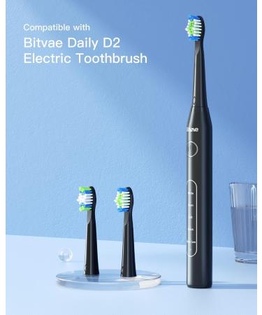 Sonic Electric Toothbrush Replacement Heads - Bitvae Daily D2 Compatible - 4 Pack Black Refills - Buy Online on GoSupps.com