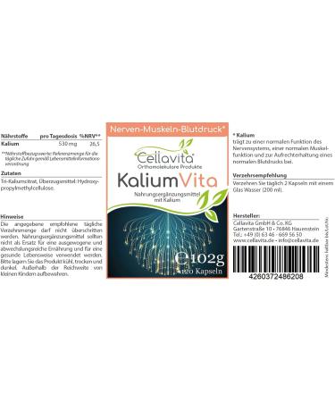 Cellavita Potassium Vita Capsules & Powder | Supports Nerve Muscle & Blood Pressure Health | 120 Count Potassium Citrate | No Additives - Buy Online on GoSupps.com