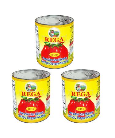 Rega San Marzano Tomatoes DOP Peeled Tomato Tinned Imported From Italy Pack of 3 Tins (400g Each) Rosslead Label