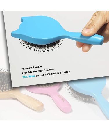 Bestool Small Travel Hair Brush - Wooden Boar Bristle for Women, Men, and Kids - Detangle, Defrizz, Distribute Oil - Blue - Buy Online on GoSupps.com