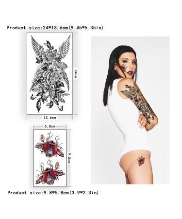 SOOVSY 70 Sheets Temporary Tattoo: 10 Half Arm Tattoos for Men & Women - Long Lasting Fake Tattoo Stickers in Color-05 - Buy Online on GoSupps.com