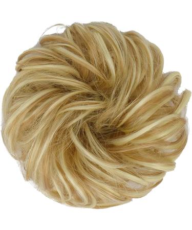FESHFEN Messy Bun Hair Piece - Wavy Curly Chignon Ponytail Extension in Lightest Ash Brown & Bleach Blonde - Thick Updo Hairpiece for Women, Girls, Kids - 38g - 1PCS - Buy Online on GoSupps.com