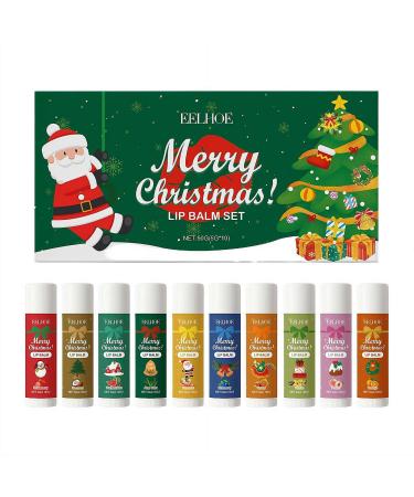 10 Pack Natural Lip Balm Bulk - Christmas Lip Balm Bulk Care Product with Vitamin E and Coconut Oil - Moisturizing Anti Cracking Personal Care