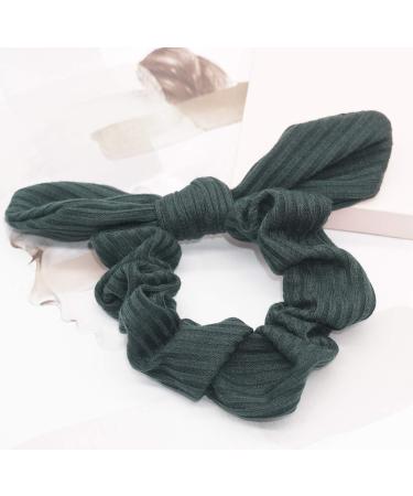 Bunny Ear Cotton Bow Scrunchies for Women & Girls - Set of 5 (Black, White, Grey, Purple, Yellow, Dark Green) - Buy Online on GoSupps.com