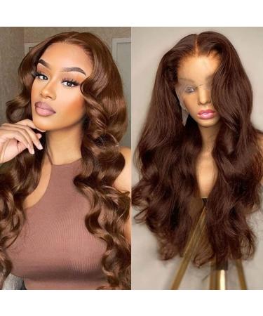 MISSJAY 20 Inch 13x4 Chocolate Brown Lace Front Wigs Human Hair Colored HD Transparent Lace Wigs 180 Density Body Wave Human Hair Wigs for Black Women Pre Plucked with Baby Hair 13x4 Chocolate Brown 20 Inch