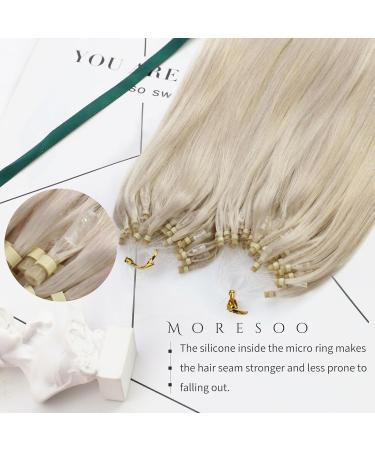 Moresoo Micro Loop Extensions | Real Hair Blonde Microring Extensions 45cm | Platinum Blonde Microlink Hair Extensions #60 | Lightweight & Invisible 1g/s - 50g - Buy Online on GoSupps.com