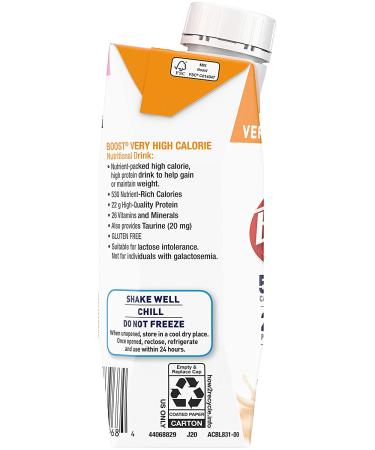 Boost Very High Calorie Nutritional Drink  Creamy Strawberry - No Artificial Colors or Sweeteners  8 Fl Oz (Pack of 12) - Buy Online on GoSupps.com