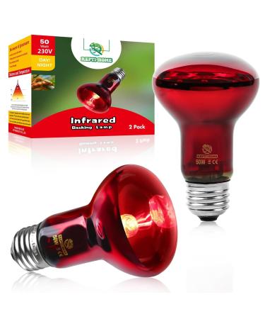Repti Home infrared heat lamps for reptiles 2 pieces 50 W infrared spot lamp for reptiles and amphibians red heat radiator light for chicken coop - Buy Online on GoSupps.com