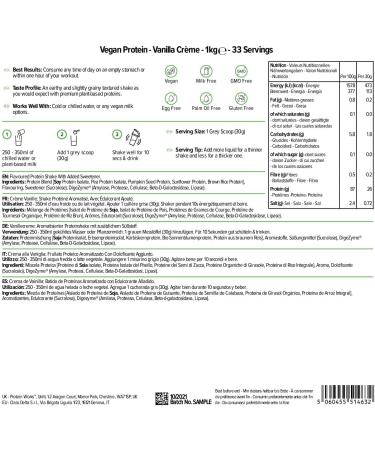 Vegan Protein Powder - 100% Plant-Based Gluten Free Low Fat - Vanilla Cream - Protein Works 1kg - Buy Online on GoSupps.com
