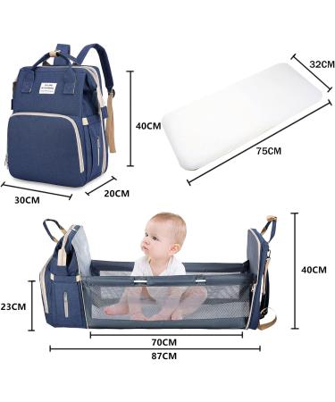 Multifunctional Dark Blue Baby Wrap Backpack - Large Capacity Diaper Bag with Changing Pad & Water-Repellent Design for Parents - Buy Online on GoSupps.com