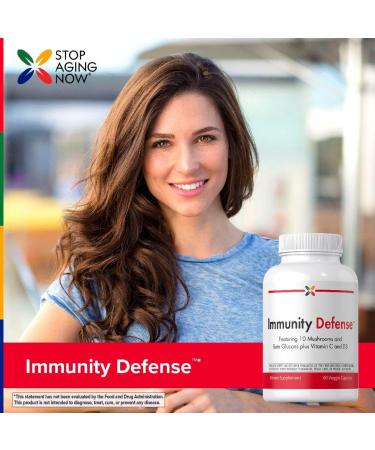 Stop Aging Now - Immune Support - with Vitamin C Vitamin D3 and Mushroom Complex - 60 Vegetarian Capsules - Buy Online on GoSupps.com