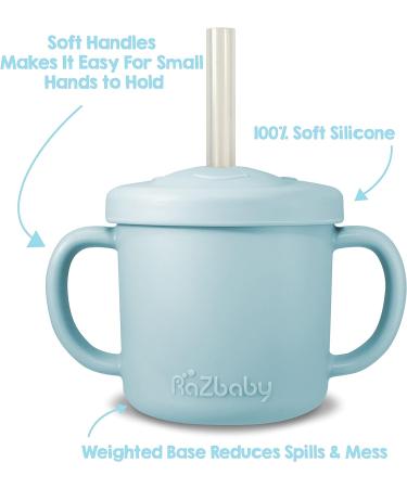 RAZBABY Oso-Cup Silicone Sippy Cup with Straw 6.5 Oz | BPA-Free Toddler Trainer Cup | Easy-to-Clean, Travel-Friendly | Dishwasher & Microwave Safe | Blue - Buy Online on GoSupps.com