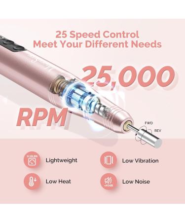 MelodySusie Electric Nail Drill Kit - 11 in 1 Cordless 25000RPM Professional Efile for Acrylic Nails - Portable Rechargeable Manicure Pedicure Tool (Gold) - Buy Online on GoSupps.com